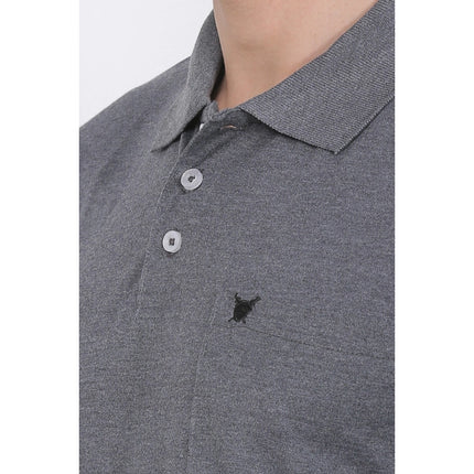Rosolly Men's Poly Viscose Polo Plain Tshirt (Charcoal Melange)