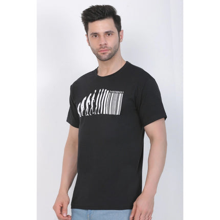 Rosolly Men's Cotton Jersey Round Neck Printed Tshirt (Black)