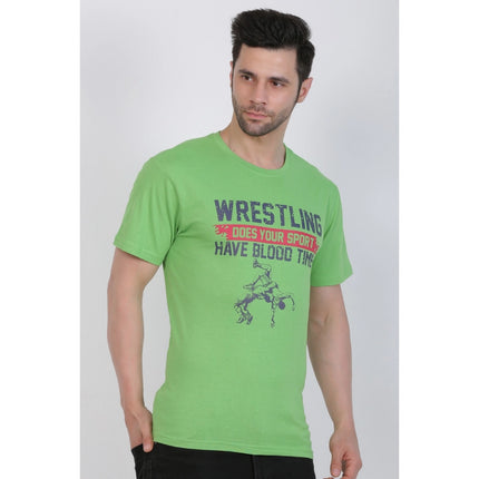 Rosolly Men's Cotton Jersey Round Neck Printed Tshirt (Pale Green)