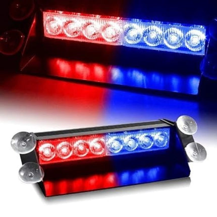 Rosolly 8 Led Police Car Flashing Lights Interior Light Car Led 12 V, 12 W Universal For Car (Red and Blue)
