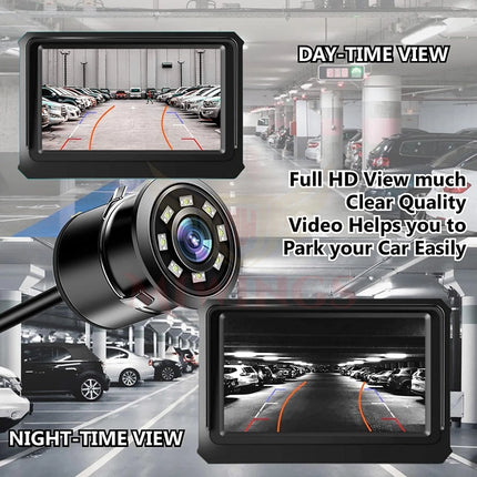 Rosolly Car Rear View Backup Camera 170 Wide Angle Hd Cmos Auto Parking Assistance Reverse (Black)
