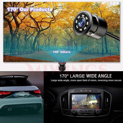 Rosolly Car Rear View Backup Camera 170 Wide Angle Hd Cmos Auto Parking Assistance Reverse (Black)