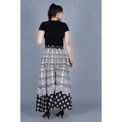 Rosolly Women's Cotton Jaipur Printed Elastic Palazzo Pant (Black, Free Size)