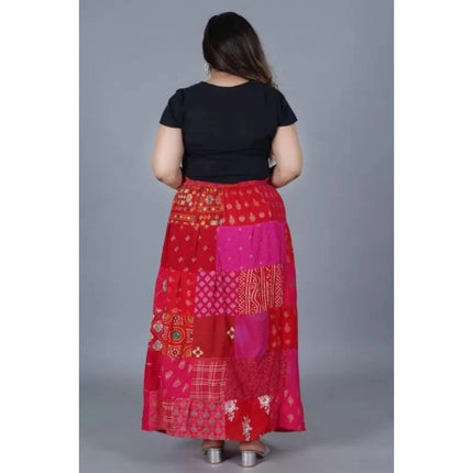 Rosolly Women's Rayon Printed Elastic Skirt (Multicolor, Free Size)