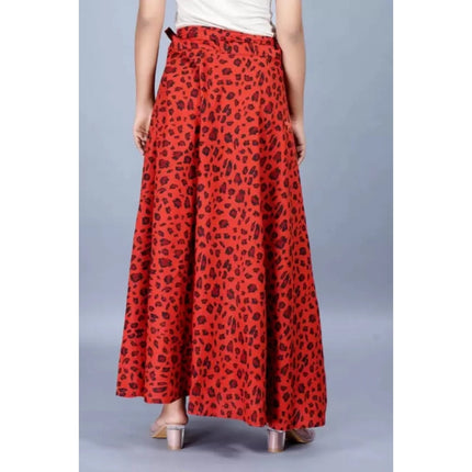 Rosolly Women's Cotton Printed Wrap Around Maxi Skirt (Red, Free Size)