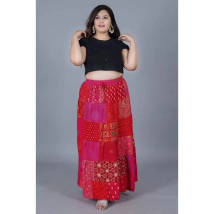 Rosolly Women's Rayon Printed Elastic Skirt (Multicolor, Free Size)
