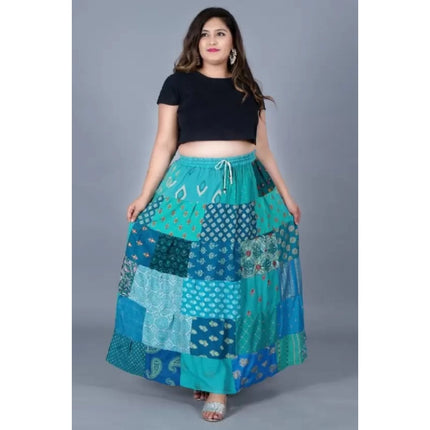 Rosolly Women's Rayon Printed Elastic Skirt (Multicolor, Free Size)