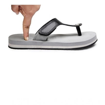 Rosolly Unisex Rubber Lightweight T-Style Slippers (Grey)