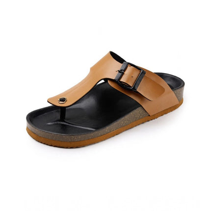 Rosolly Unisex Cork Adjustable Buckle Straps Cork Sandals (Tan)