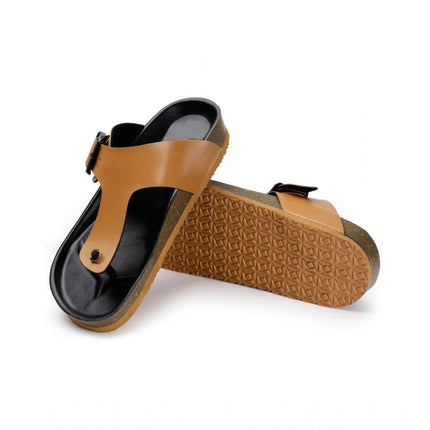 Rosolly Unisex Cork Adjustable Buckle Straps Cork Sandals (Tan)