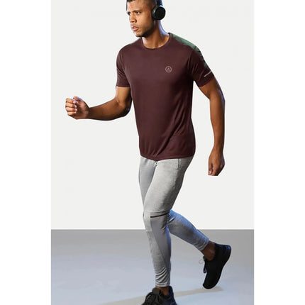 Rosolly Men'sÂ Casual Half sleeve SolidÂ Polyester Crew Neck T-shirt (Maroon)