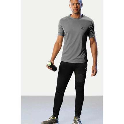 Rosolly Men'sÂ Casual Half sleeve SolidÂ Polyester Crew Neck T-shirt (Grey)