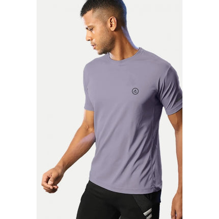 Rosolly Men'sÂ Casual Half sleeve SolidÂ Polyester Crew Neck T-shirt (Lilac)