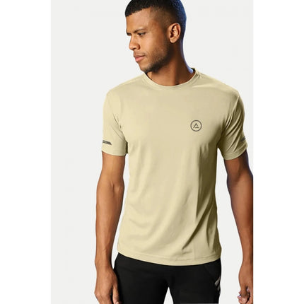Rosolly Men'sÂ Casual Half sleeve SolidÂ Polyester Crew Neck T-shirt (Sand)