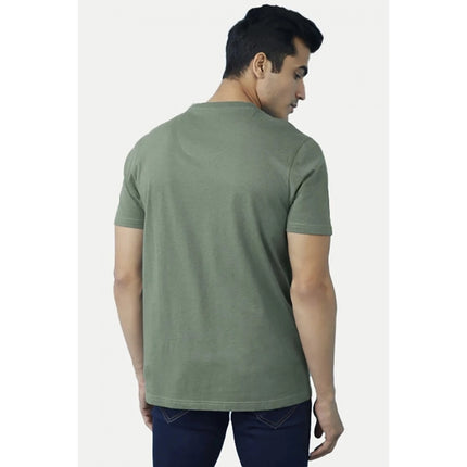 Rosolly Men'sÂ Casual Half sleeve SolidÂ Cotton V Neck T-shirt (Green)