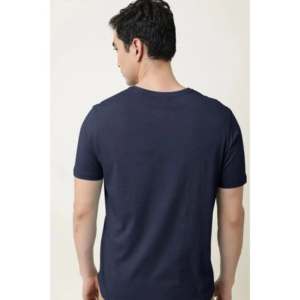 Rosolly Men'sÂ Casual Half sleeve SolidÂ Cotton V Neck T-shirt (Navy)