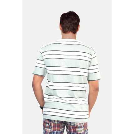 Rosolly Men'sÂ Casual Half sleeve Stripped Cotton Crew Neck T-shirt (WhiteÂ )