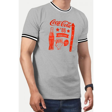 Rosolly Men'sÂ Casual Half sleeve Printed Cotton Crew Neck T-shirt (Grey Melange)