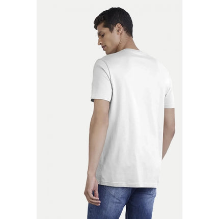 Rosolly Men'sÂ Casual Half sleeve Printed Polyester Crew Neck T-shirt (White)