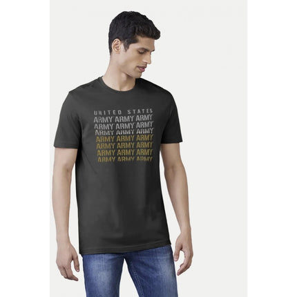 Rosolly Men'sÂ Casual Half sleeve Printed Cotton Crew Neck T-shirt (Black)