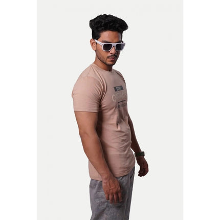 Rosolly Men'sÂ Casual Half sleeve Optimist Printed Cotton Crew Neck T-shirt (Pink)