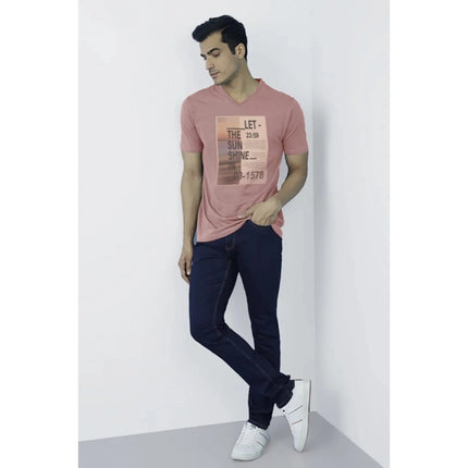 Rosolly Men'sÂ Casual Half sleeve Digital Printed Cotton Crew Neck T-shirt (Coral)