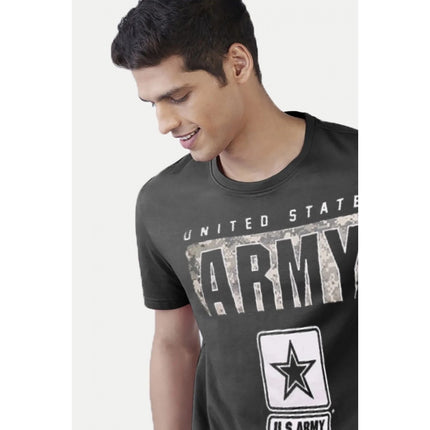 Rosolly Men'sÂ Casual Half sleeve Printed Cotton Round Neck T-shirt (Dark Grey)