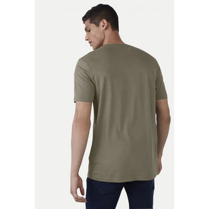 Rosolly Men'sÂ Casual Half sleeve Printed Cotton Crew Neck T-shirt (Olive)