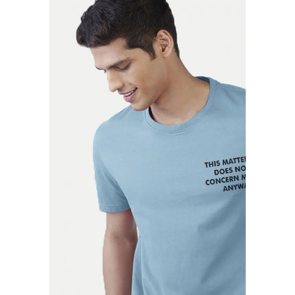 Rosolly Men'sÂ Casual Half sleeve Printed Cotton Round Neck T-shirt (Teal)
