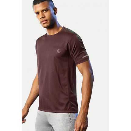 Rosolly Men'sÂ Casual Half sleeve SolidÂ Polyester Crew Neck T-shirt (Maroon)