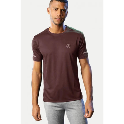 Rosolly Men'sÂ Casual Half sleeve SolidÂ Polyester Crew Neck T-shirt (Maroon)