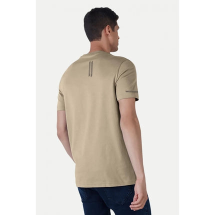 Rosolly Men'sÂ Casual Half sleeve SolidÂ Polyester Crew Neck T-shirt (Beige)