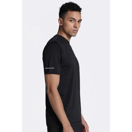 Rosolly Men'sÂ Casual Half sleeve SolidÂ Polyester Crew Neck T-shirt (Black)