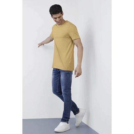 Rosolly Men'sÂ Casual Half sleeve SolidÂ Polyester Crew Neck T-shirt (Sand)