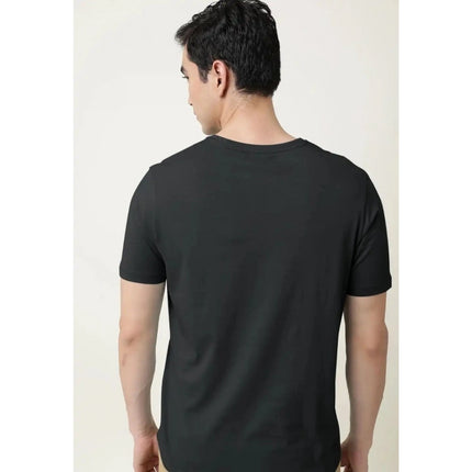 Rosolly Men'sÂ Casual Half sleeve SolidÂ Cotton V Neck T-shirt (Black)
