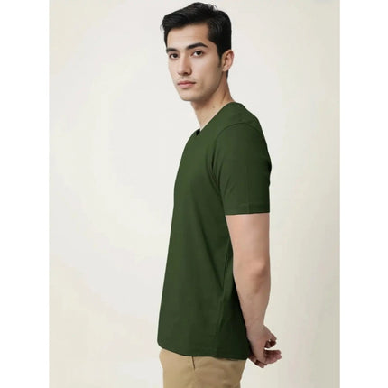 Rosolly Men'sÂ Casual Half sleeve SolidÂ Cotton V Neck T-shirt (Olive)