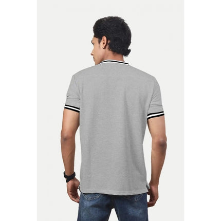 Rosolly Men'sÂ Casual Half sleeve Printed Cotton Crew Neck T-shirt (Grey Melange)