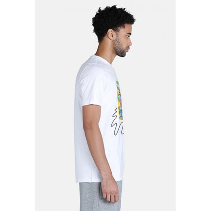 Rosolly Men'sÂ Casual Half sleeve Printed Polyester Crew Neck T-shirt (White)