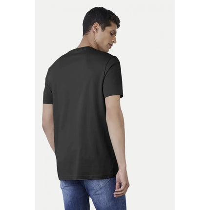 Rosolly Men'sÂ Casual Half sleeve Printed Cotton Crew Neck T-shirt (Black)