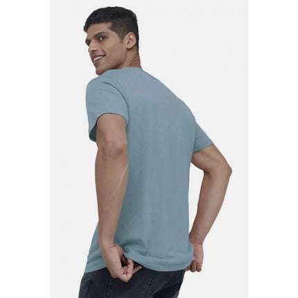Rosolly Men'sÂ Casual Half sleeve Digital Printed Cotton Crew Neck T-shirt (Teal)