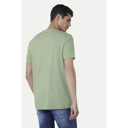 Rosolly Men'sÂ Casual Half sleeve Digital Printed Cotton Crew Neck T-shirt (Pista)