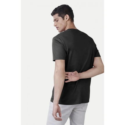 Rosolly Men'sÂ Casual Half sleeve Printed Cotton Round Neck T-shirt (Dark Grey)