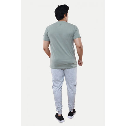 Rosolly Men'sÂ Casual Half sleeve Printed Cotton Crew Neck T-shirt (Grey)