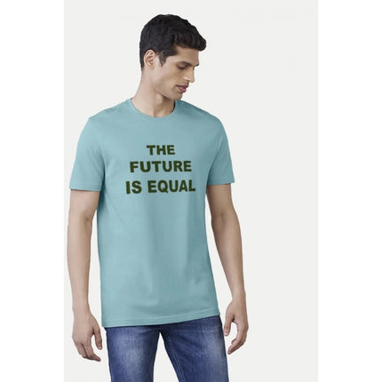 Rosolly Men'sÂ Casual Half sleeve Printed Cotton Crew Neck T-shirt (Light Blue)