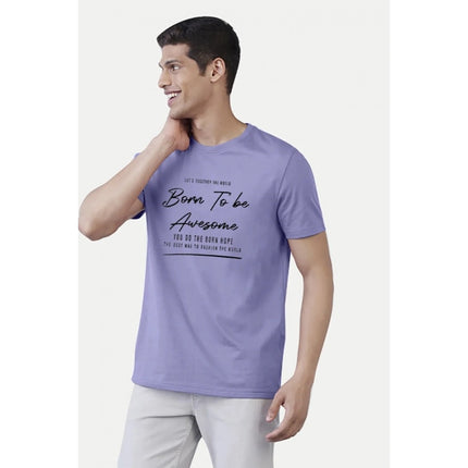 Rosolly Men'sÂ Casual Half sleeve Printed Cotton Crew Neck T-shirt (Purple)