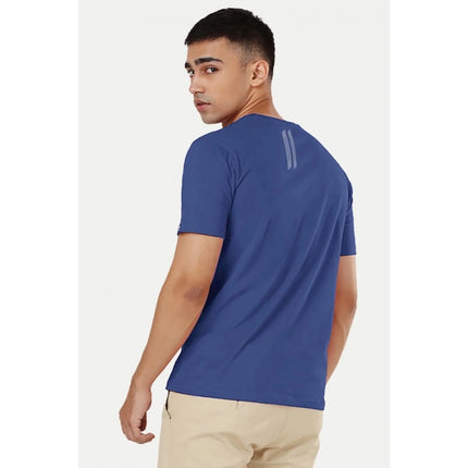 Rosolly Men'sÂ Casual Half sleeve SolidÂ Polyester Crew Neck T-shirt (Blue)