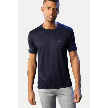 Rosolly Men'sÂ Casual Half sleeve SolidÂ Polyester Crew Neck T-shirt (Navy)