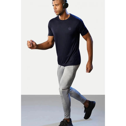 Rosolly Men'sÂ Casual Half sleeve SolidÂ Polyester Crew Neck T-shirt (Navy)