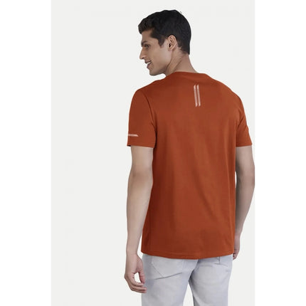 Rosolly Men'sÂ Casual Half sleeve SolidÂ Polyester Crew Neck T-shirt (Rust)