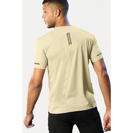 Rosolly Men'sÂ Casual Half sleeve SolidÂ Polyester Crew Neck T-shirt (Sand)